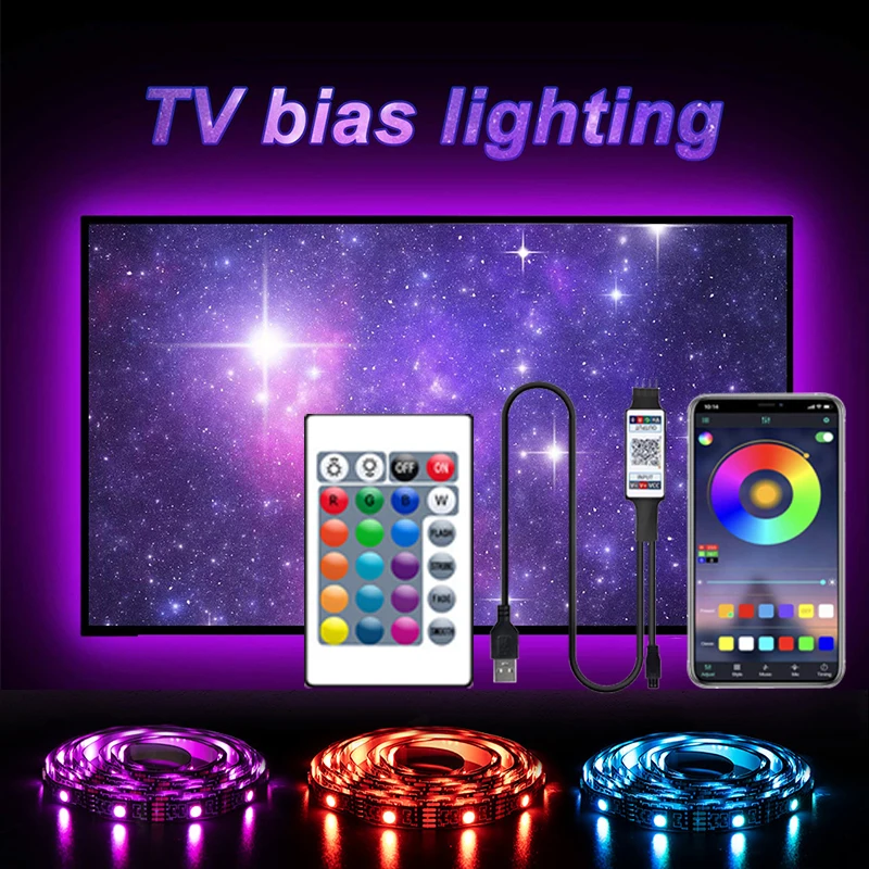 LED Strip Lights for Living Room TV RGB Led Light USB LED Light DC 5V SMD5050 Bluetooth 24key RGB Led Strip Room Wall Decoration
LED Strip Lights for Living Room TV RGB Led Light USB LED Light DC 5V SMD5050 Bluetooth 24key RGB Led Strip Room Wall Decoration