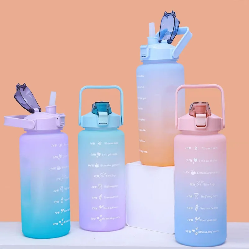 

Большая бутылка с временем, маркер для питьевой бутылки, 2 мотивационных спортивных симпатичных пластиковых бутылок, уличная емкость для воды, чашки, литры для воды