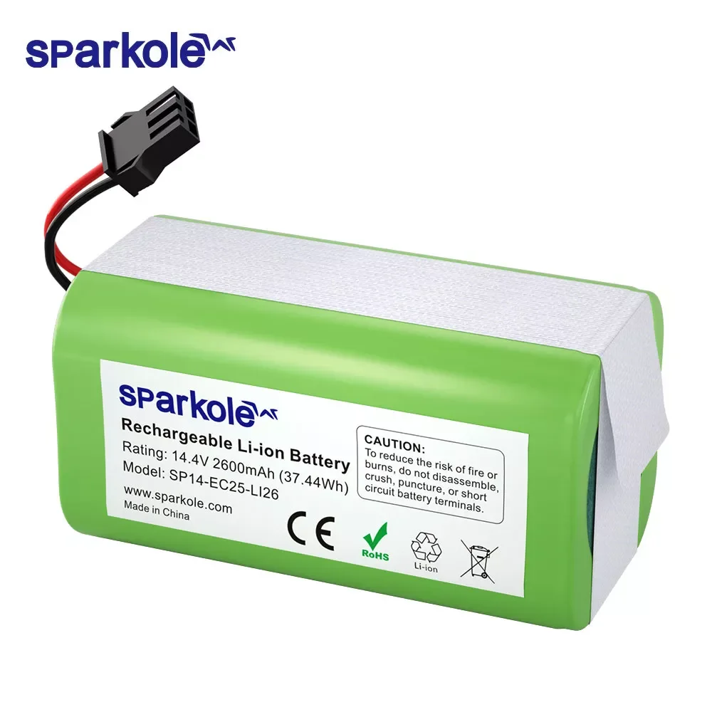 Sparkole 14.4V 2600mAh Li-ion Battery For Conga Excellence 990 1090 Ecovacs Deebot N79S N79 DN622 Eufy Robovac 11 11S 11S 35C
Sparkole 14.4V 2600mAh Li-ion Battery For Conga Excellence 990 1090 Ecovacs Deebot N79S N79 DN622 Eufy Robovac 11 11S 11S 35C