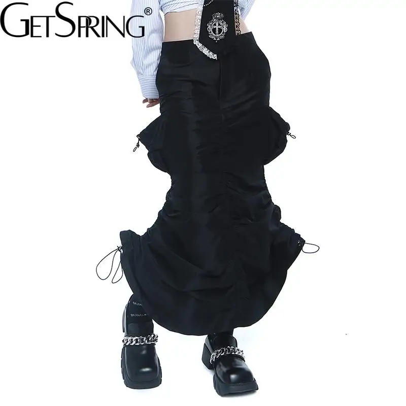 GetSpring Women Skirt Low Waist Drawstring Pleated Fishtail Black Skirts Fashion Ladies Spring Summer Skirts 2022 New Arrival
GetSpring Women Skirt Low Waist Drawstring Pleated Fishtail Black Skirts Fashion Ladies Spring Summer Skirts 2022 New Arrival