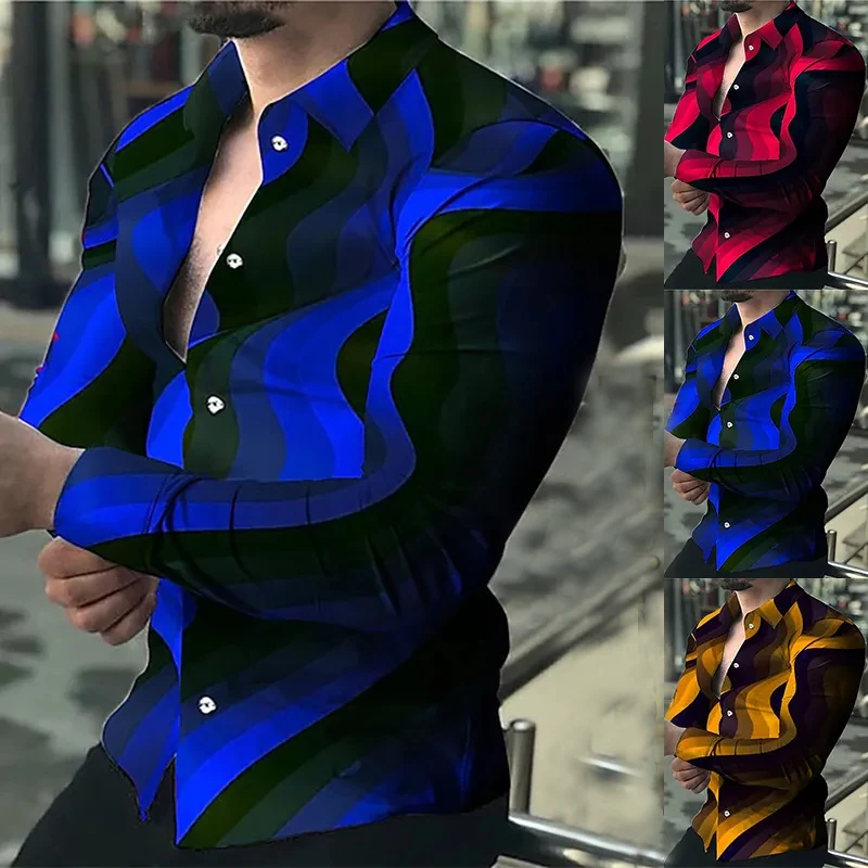 2023 New Men's Shirt Lapel with Buckle Shirt Casual Wave Print Long Sleeved Tops Men's Prom Cardigan S-4XL
2023 New Men's Shirt Lapel with Buckle Shirt Casual Wave Print Long Sleeved Tops Men's Prom Cardigan S-4XL