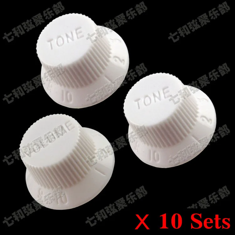 10 sets White Guitar Speed Control Knobs for Electric Guitar (1 Volume & 2 Tone) guitar part
10 sets White Guitar Speed Control Knobs for Electric Guitar (1 Volume & 2 Tone) guitar part