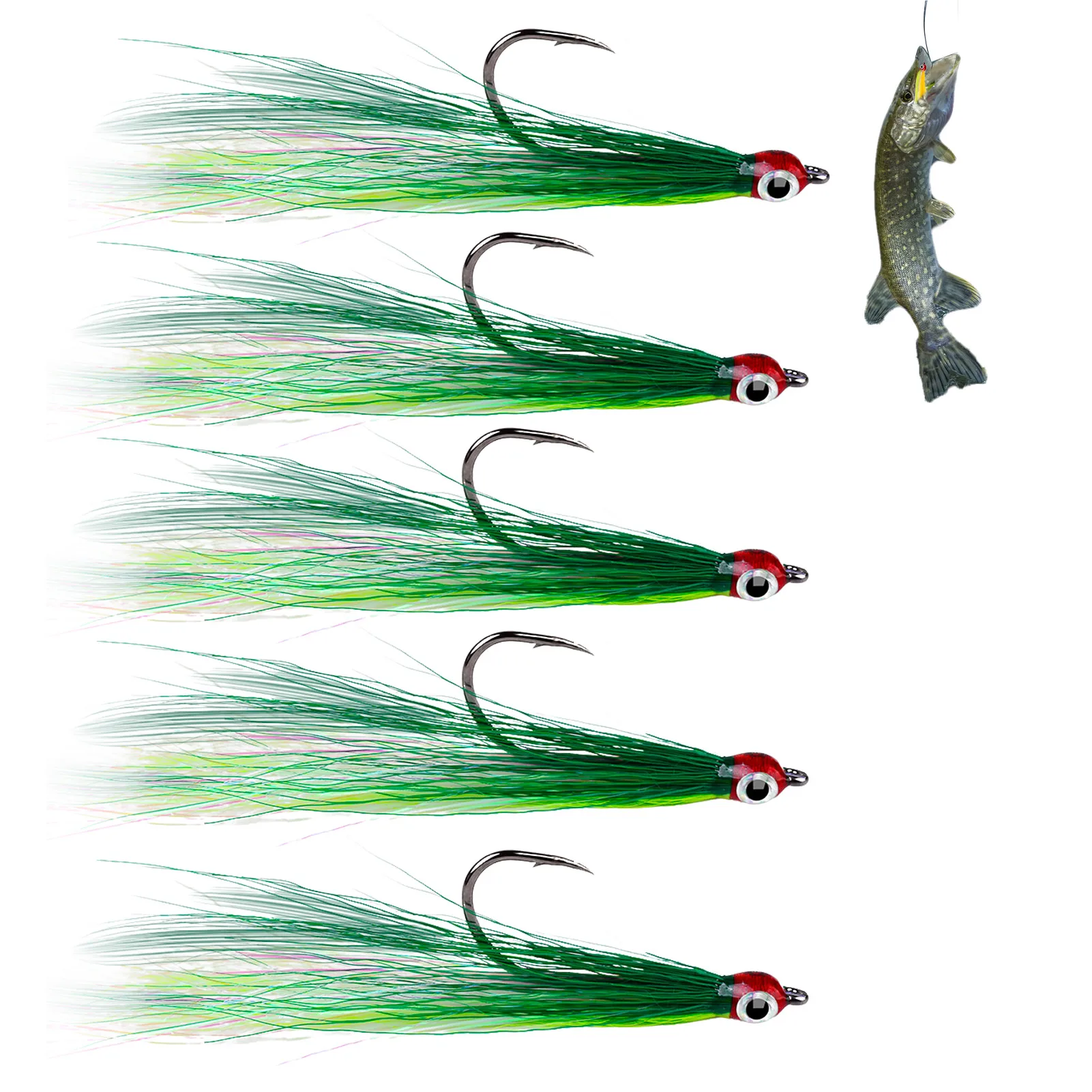 5pcs 1/0 5cm UV Colors High Carbon Hook Fry Salmon Trout Sea Bass Minnow Fly Fishing Flies Lure Set
5pcs 1/0 5cm UV Colors High Carbon Hook Fry Salmon Trout Sea Bass Minnow Fly Fishing Flies Lure Set