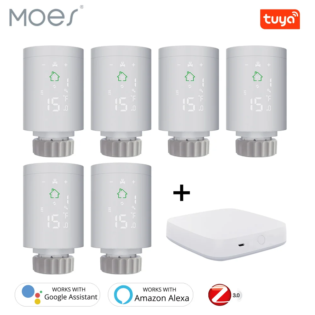 Tuya ZigBee3.0 Smart Radiator Actuator Programmable Thermostatic Radiator Valve Temperature Controller Voice Control via Alexa
Tuya ZigBee3.0 Smart Radiator Actuator Programmable Thermostatic Radiator Valve Temperature Controller Voice Control via Alexa