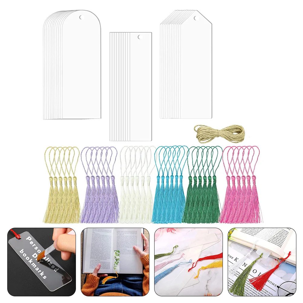 1 Set of Acrylic Bookmarks with Tassels Transparent Blank Page Marker for Students
1 Set of Acrylic Bookmarks with Tassels Transparent Blank Page Marker for Students