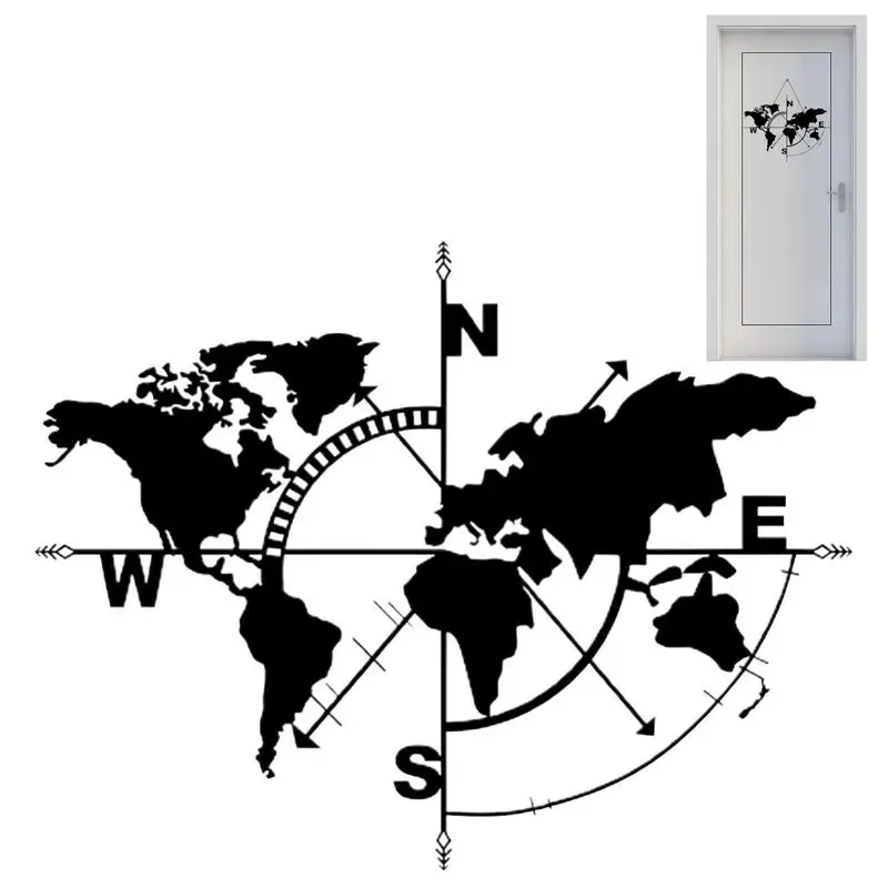 

Металлическая карта мира, Настенная карта мира с компасом, настенное украшение для дома, офиса, школы, классной комнаты, гостиной, спальни