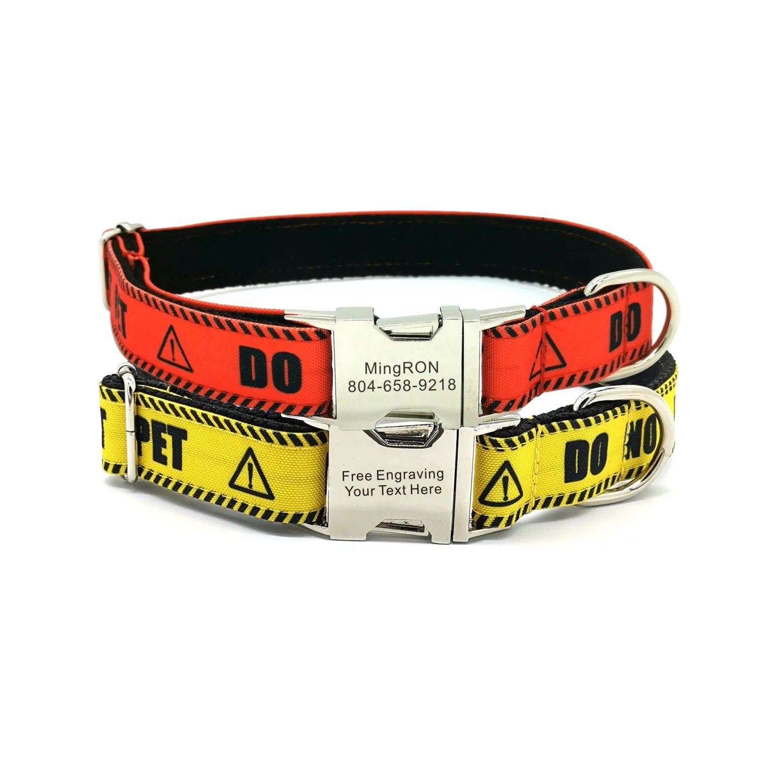 Personalized Pet Collar Warning Sign Puppy Cat ID Tag Adjustable Custom Name Red Yellow Do Not Pet Basic Dog Collars Leash
Personalized Pet Collar Warning Sign Puppy Cat ID Tag Adjustable Custom Name Red Yellow Do Not Pet Basic Dog Collars Leash