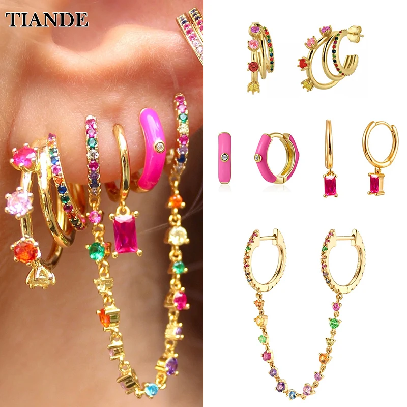 TIANDE Silver Color Gold Plated Hoop Earrings for Women Colour Zircon Enamel Piercing Stud Dangle Earring 2022 Jewelry Wholesale
TIANDE Silver Color Gold Plated Hoop Earrings for Women Colour Zircon Enamel Piercing Stud Dangle Earring 2022 Jewelry Wholesale
