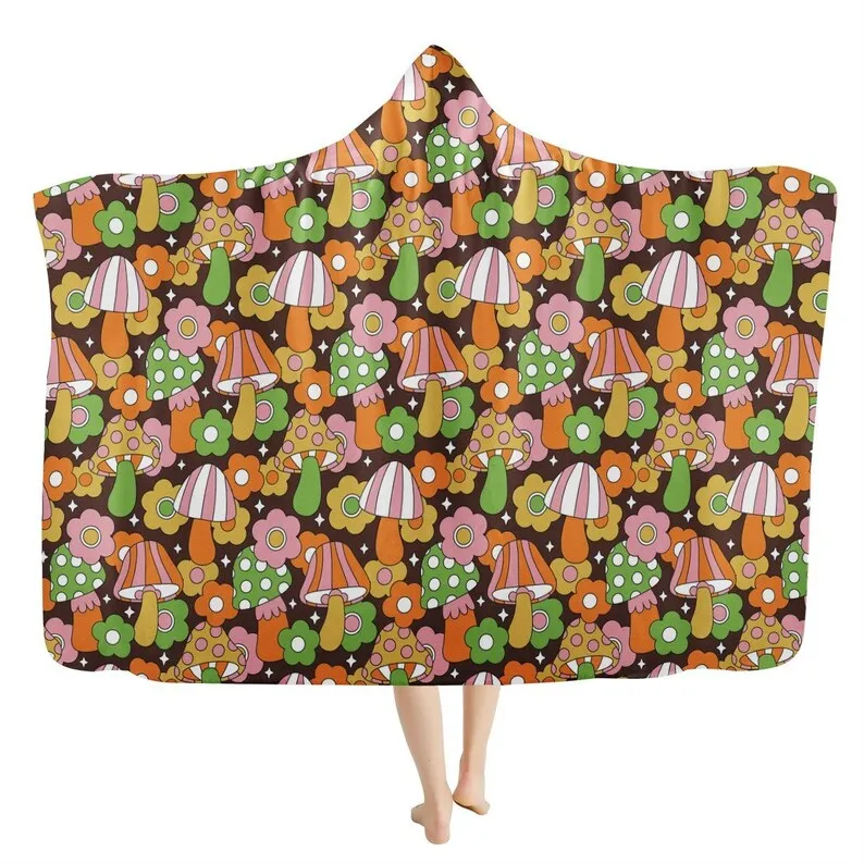 Retro Hippie Mushrooms Hooded Blanket - Goblincore Shrooms, Magic Mushrooms Lover, Cottagecore Throw, Cozy Sherpa, Stoner Blanke
Retro Hippie Mushrooms Hooded Blanket - Goblincore Shrooms, Magic Mushrooms Lover, Cottagecore Throw, Cozy Sherpa, Stoner Blanke