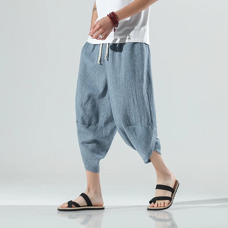 Harajuku Summer Harem Casual Pants Men Wide Leg Cotton Linen Calf Length Baggy Pants Fashion Men's Clothing
Harajuku Summer Harem Casual Pants Men Wide Leg Cotton Linen Calf Length Baggy Pants Fashion Men's Clothing