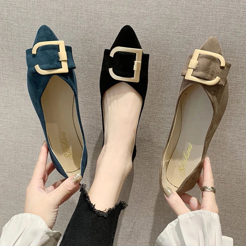 Spring Women Flats Black Pointed Toe Ballet Flats Metal Boat Shoes Woman Flock Casual Shoes Female Loafers Blue Khaki
Spring Women Flats Black Pointed Toe Ballet Flats Metal Boat Shoes Woman Flock Casual Shoes Female Loafers Blue Khaki