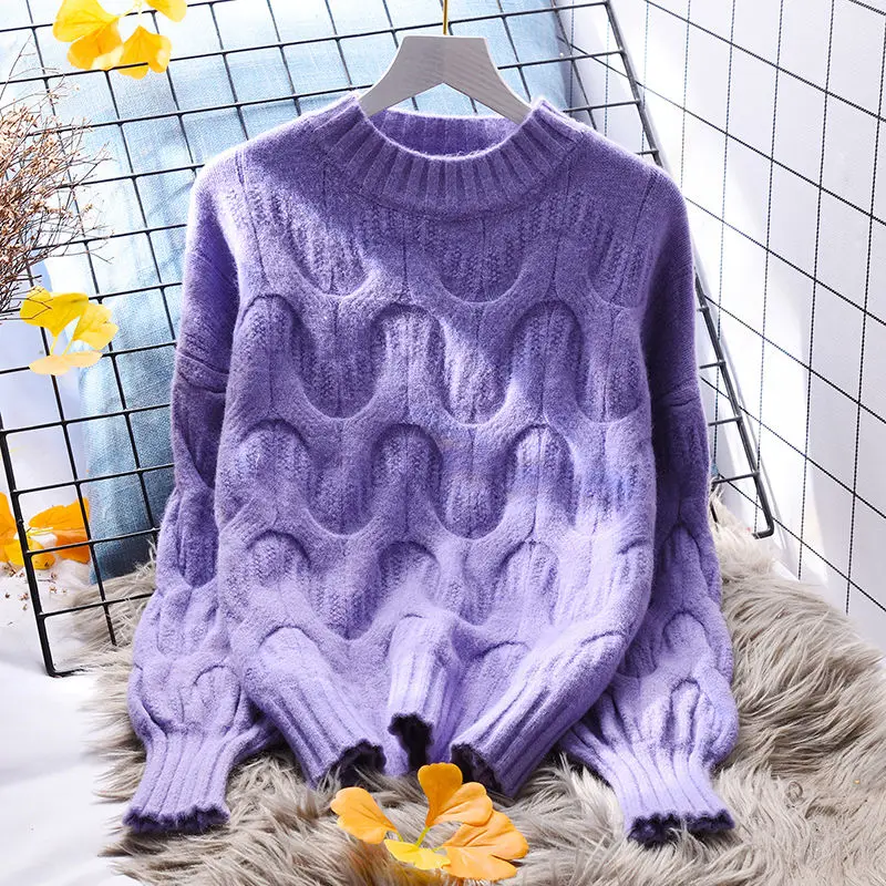 Autumn Winter Women O-neck Sweater Solid Thick Warm Pullover Top Oversized Casual Loose Knitted Jumper Female Soft Pull E883
Autumn Winter Women O-neck Sweater Solid Thick Warm Pullover Top Oversized Casual Loose Knitted Jumper Female Soft Pull E883