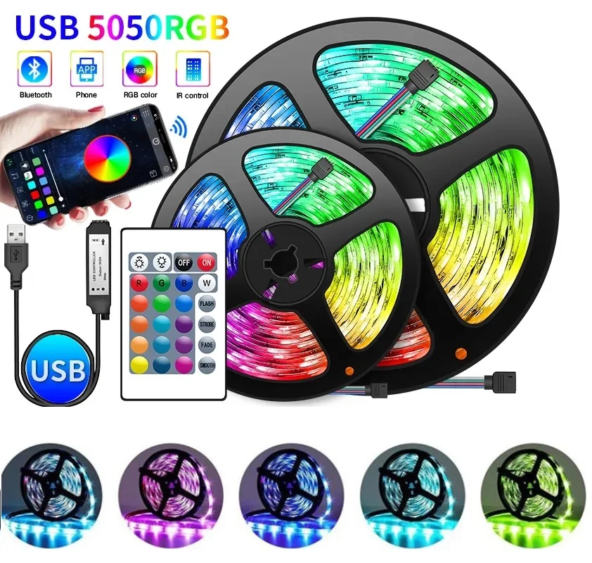 LED Strip Lights RGB APP Control Color Changing Lights with 24 Keys Remote Mode for Room Decoration Bluetooth TV SMD5050 RGB
LED Strip Lights RGB APP Control Color Changing Lights with 24 Keys Remote Mode for Room Decoration Bluetooth TV SMD5050 RGB