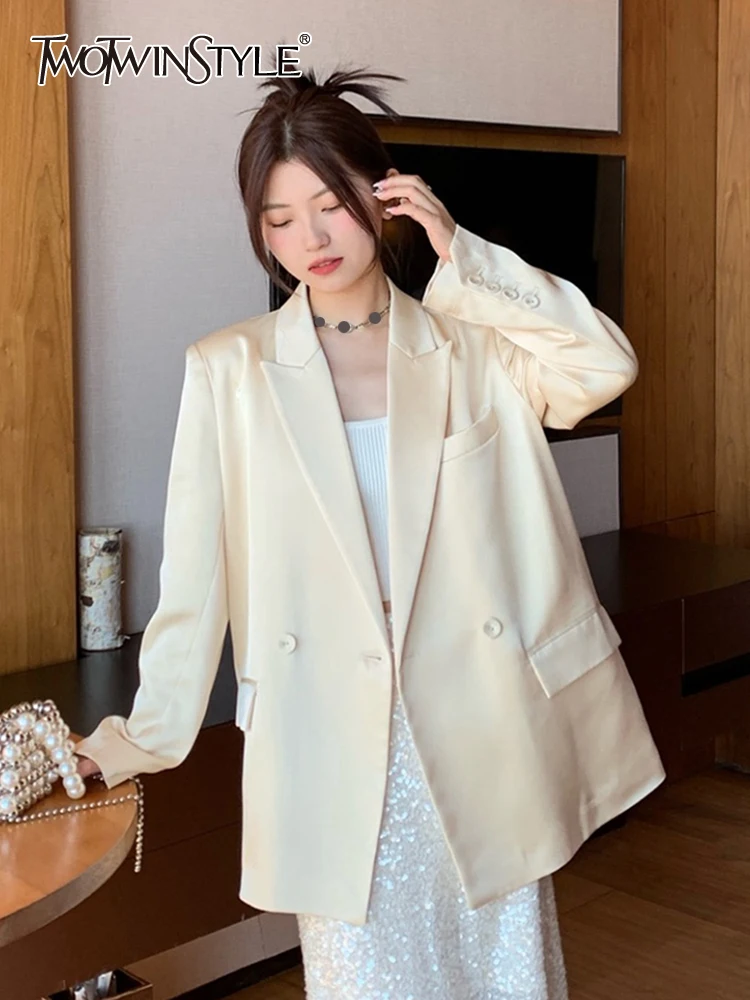 TWOTWINSTYLE Spliced Pocket Blazers For Women Notched Collar Long Sleeve Slim Temperament Blazer Female Fashion Clothing 2023
TWOTWINSTYLE Spliced Pocket Blazers For Women Notched Collar Long Sleeve Slim Temperament Blazer Female Fashion Clothing 2023
