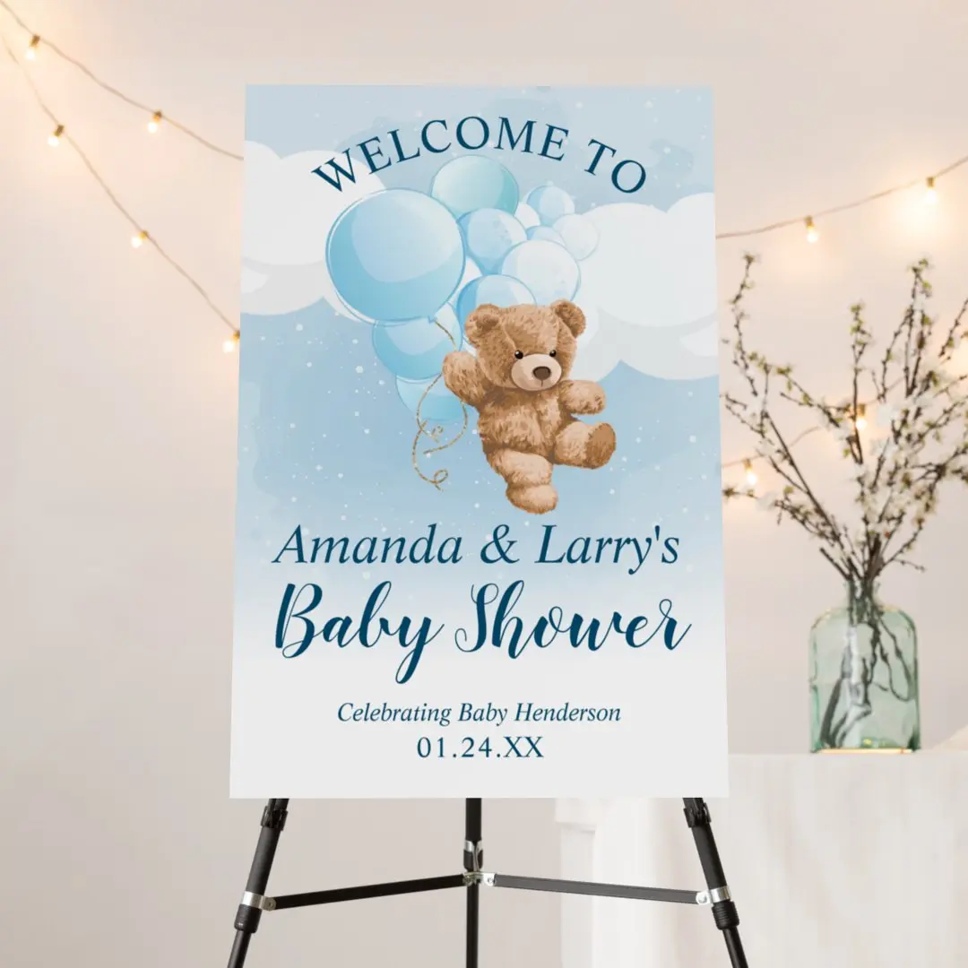 Teddy Bear with Blue Balloons Baby Shower Welcome Sign, Birthday Party Welcome Sign, Canvas Welcome Poster
Teddy Bear with Blue Balloons Baby Shower Welcome Sign, Birthday Party Welcome Sign, Canvas Welcome Poster