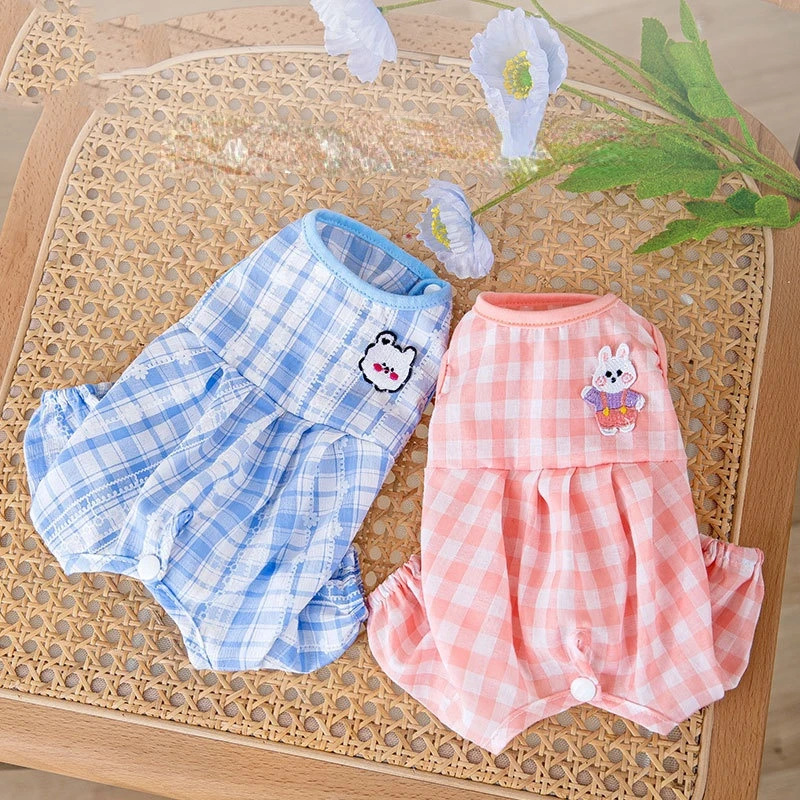 Plaid Jumpsuit Dog Clothes Breathable Dogs Clothing Cartoon Bear Sweet Small Pet Outfits Bichon Spring Summer Kawaii Cat Clothes
Plaid Jumpsuit Dog Clothes Breathable Dogs Clothing Cartoon Bear Sweet Small Pet Outfits Bichon Spring Summer Kawaii Cat Clothes