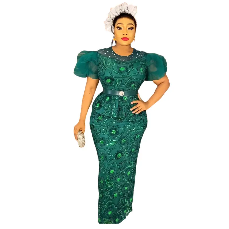 African Wedding Party Dresses for Women Summer African Short Sleeve O-neck Polyester Green Purple Long Dress African Clothes
African Wedding Party Dresses for Women Summer African Short Sleeve O-neck Polyester Green Purple Long Dress African Clothes