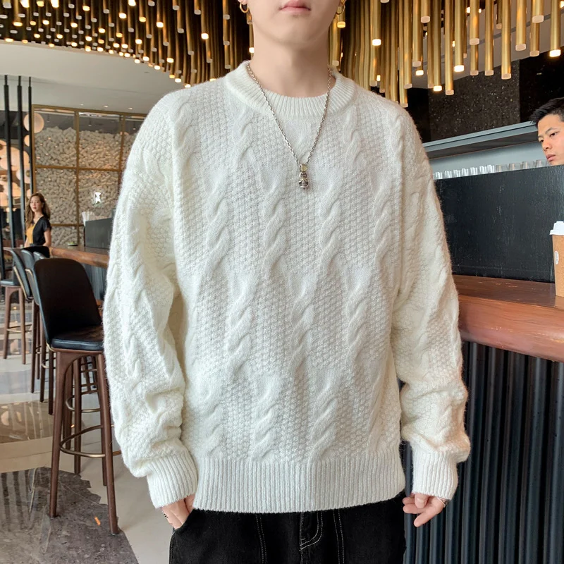 

Sweater Men Clothing Round Neck Autumn and Winter The New Hedging Trend Thicken Keep Warm Twist