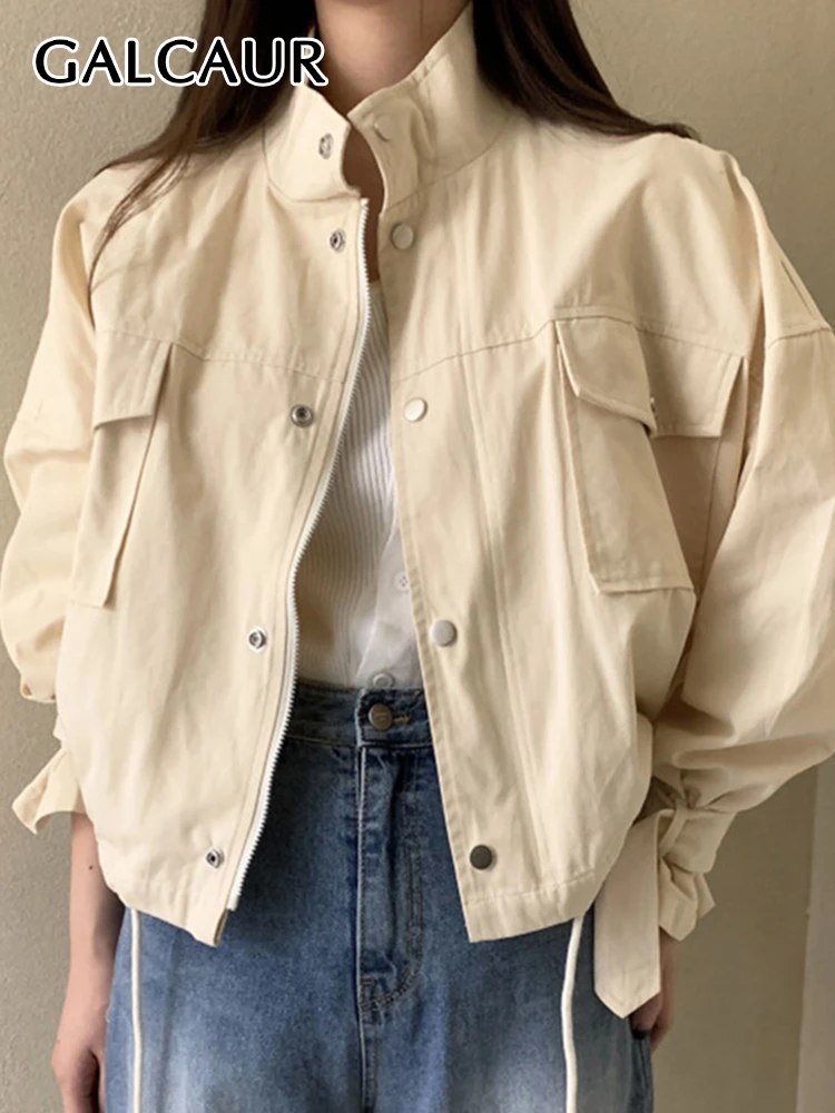 GALCAUR Vintage Minimalist Coats For Women Stand Collar Long Sleeve Patchwork Drawstring Single Breasted Loose Coat Female New
GALCAUR Vintage Minimalist Coats For Women Stand Collar Long Sleeve Patchwork Drawstring Single Breasted Loose Coat Female New