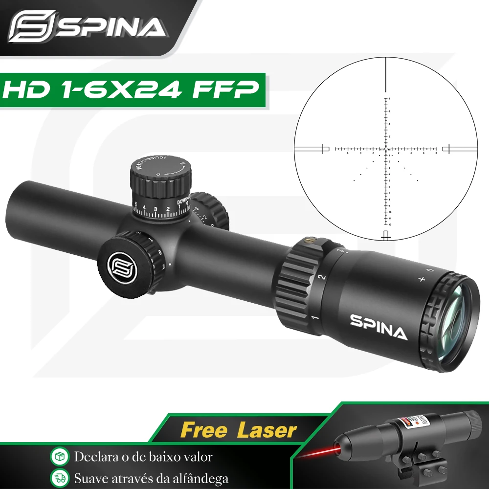 SPINA OPTICS 1-6x24 FFP Rifle Scope LPVO First Focal Plane Luneta Zero Lock Turret Tactical Hunting Sight Fit CQB AR .223 .308 
SPINA OPTICS 1-6x24 FFP Rifle Scope LPVO First Focal Plane Luneta Zero Lock Turret Tactical Hunting Sight Fit CQB AR .223 .308