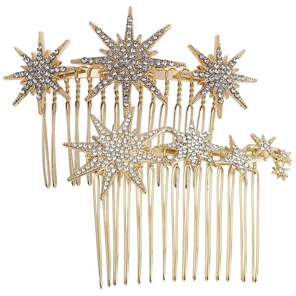 

2 Pcs Snowflake Hair Comb Bride Accessories Bridal Accessory for Girls Hairpin Metal Headpieces Wedding Brides Womens