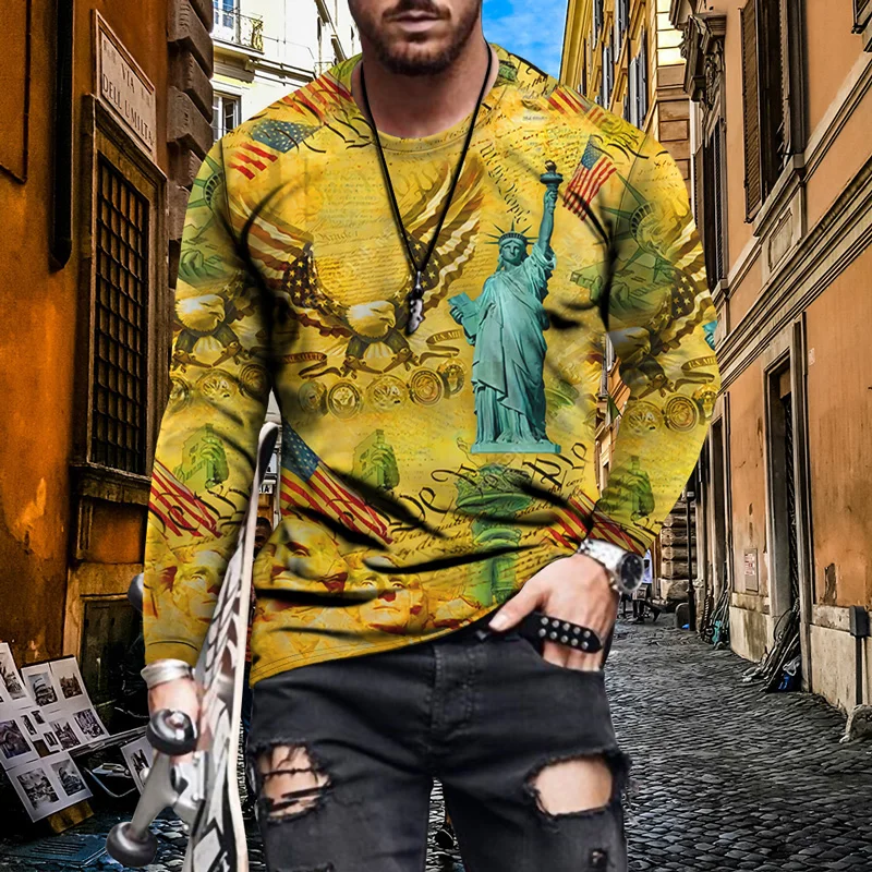 Мужская блузка с круглым вырезом на весну и осень, базовая высокоэластичная футболка с длинными рукавами и 3D-принтом персонажа аниме, Повсе... 
Мужская блузка с круглым вырезом на весну и осень, базовая высокоэластичная футболка с длинными рукавами и 3D-принтом персонажа аниме, Повсе...