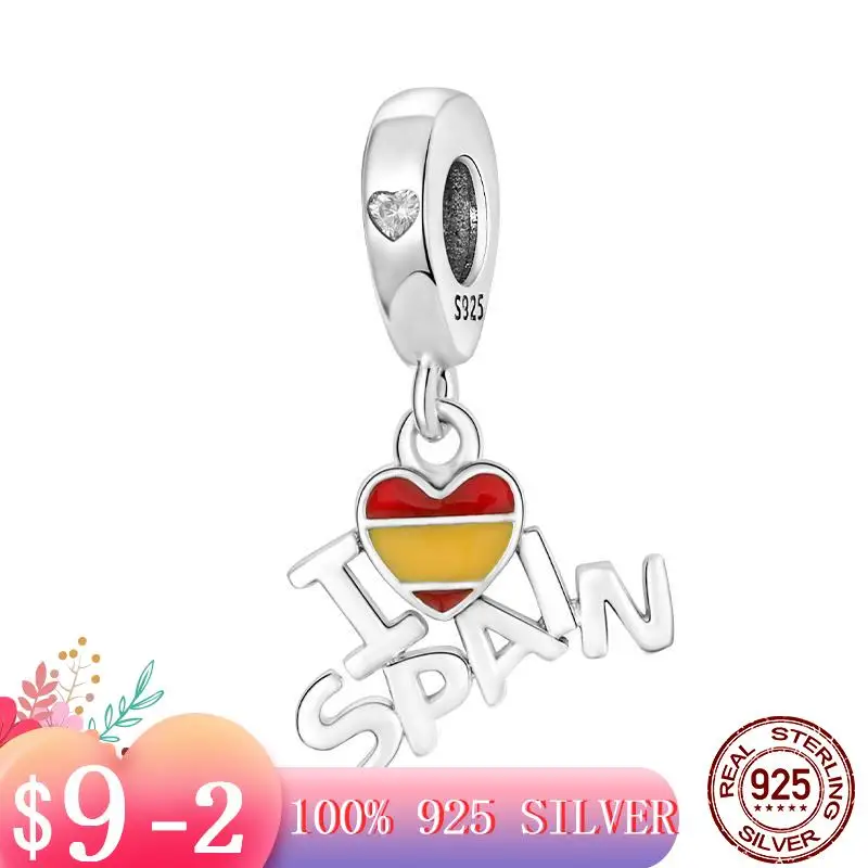 Independent Design New 925 Sterling Silver I LOVE SPALN Charm Fit Original Pandora Bracelet Making Fashion DIY Jewelry For Women
Independent Design New 925 Sterling Silver I LOVE SPALN Charm Fit Original Pandora Bracelet Making Fashion DIY Jewelry For Women