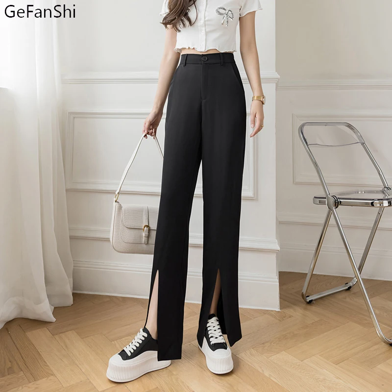 2022 Spring Summer Casual Ladies Vintage Solid Split Wide Leg Pants Womens Elastic Waist Elegant Female Fashion Trousers
2022 Spring Summer Casual Ladies Vintage Solid Split Wide Leg Pants Womens Elastic Waist Elegant Female Fashion Trousers