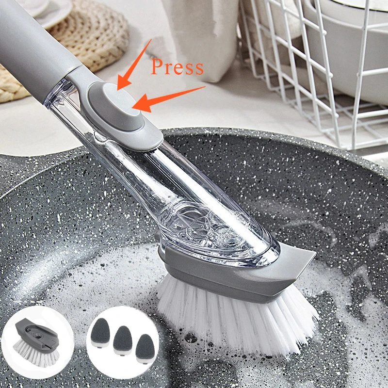 Kitchen Cleaning Brush 2 In 1 Long Handle Cleaing Brush with Removable Brush Sponge Dispenser Dishwashing Brush Kitchen Tools
Kitchen Cleaning Brush 2 In 1 Long Handle Cleaing Brush with Removable Brush Sponge Dispenser Dishwashing Brush Kitchen Tools