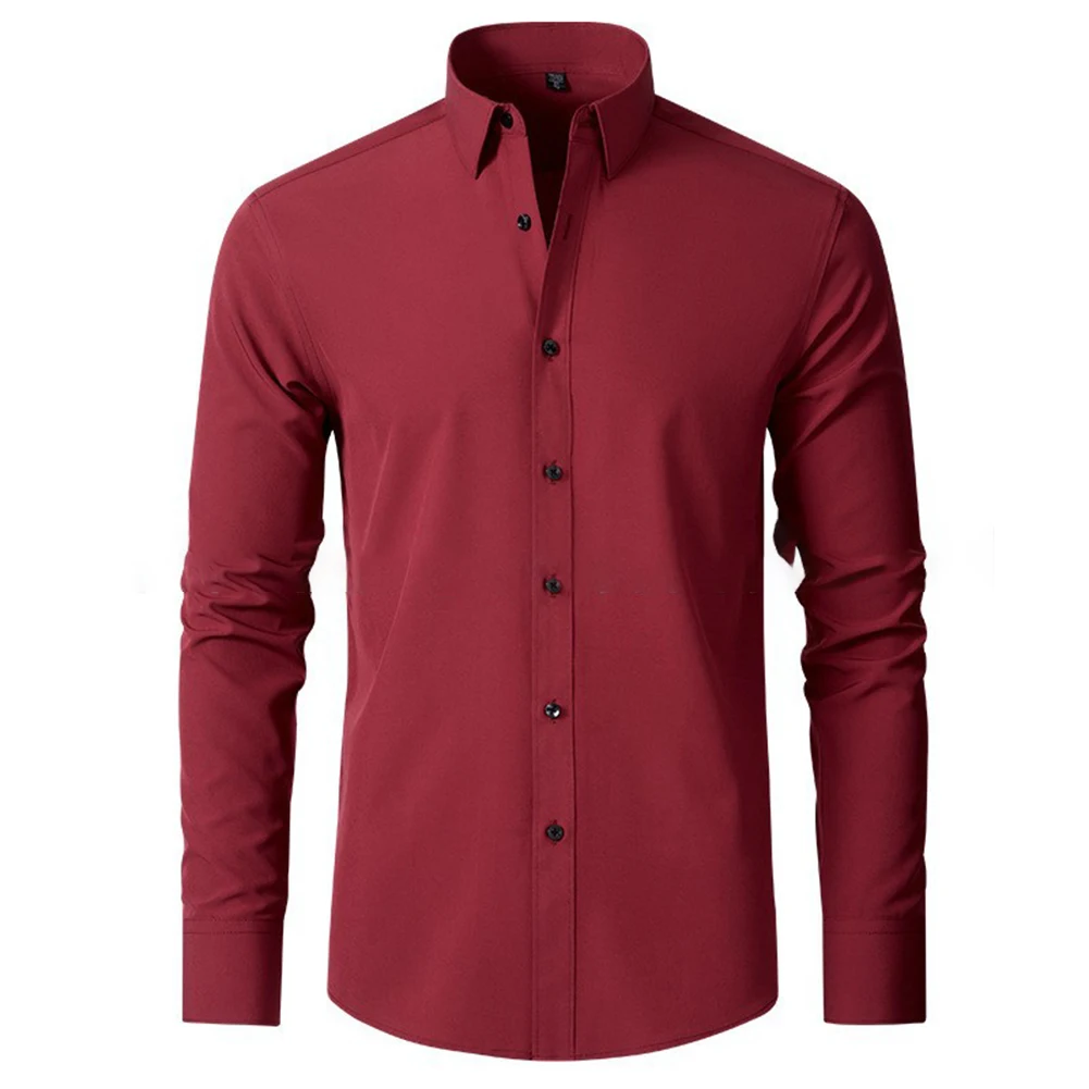 

Рубашка мужская классическая на пуговицах, деловая Повседневная сорочка с длинными рукавами, с защитой от морщин