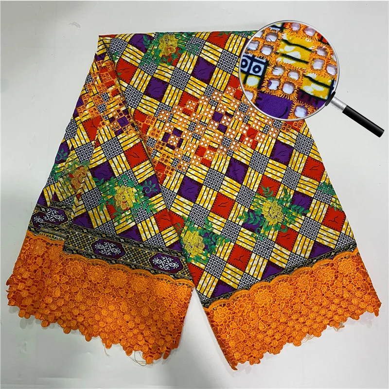 New Ankara Wax Lace Fabric 6yards African Nigerian 100% Cotton Wax Print Fabric Guipure Lace With Wax Fabric
New Ankara Wax Lace Fabric 6yards African Nigerian 100% Cotton Wax Print Fabric Guipure Lace With Wax Fabric