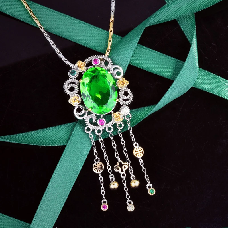 Hot Sale Fashion Tassels Pendant Necklace Inlay Green Shine Zircon Geometry Hollow Jewelry For Women Wedding Engagement Ornament
Hot Sale Fashion Tassels Pendant Necklace Inlay Green Shine Zircon Geometry Hollow Jewelry For Women Wedding Engagement Ornament