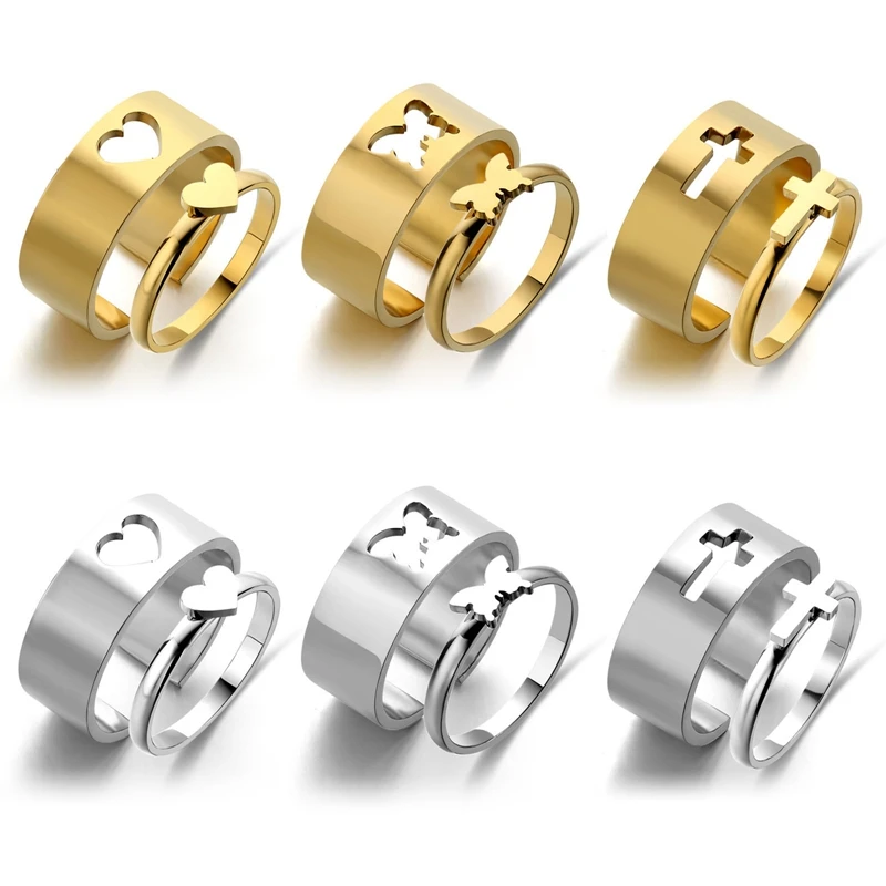 Stainless Steel Butterflies Heart Cross Couple Rings for Women Men Open Adjustable Knuckle Ring Female Fashion Jewelry Set
Stainless Steel Butterflies Heart Cross Couple Rings for Women Men Open Adjustable Knuckle Ring Female Fashion Jewelry Set