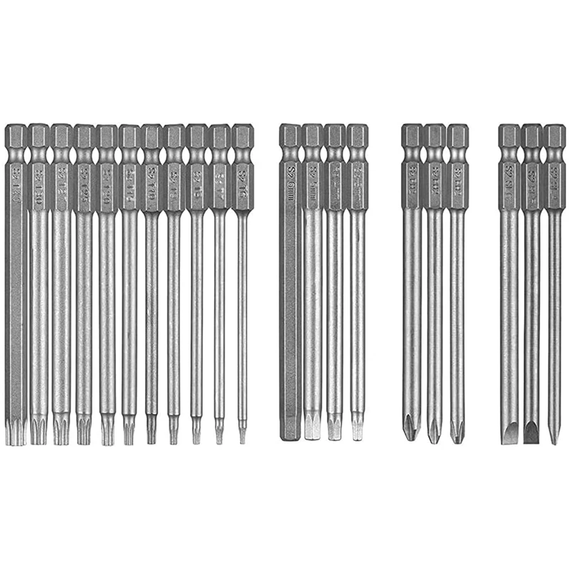 Torx Bits Screwdriver Set, 21 Pieces Torx Screwdriver Set (100Mm), Bit Set Long T6-T40 With Magnetic, 1/4 Inch Hexagon
Torx Bits Screwdriver Set, 21 Pieces Torx Screwdriver Set (100Mm), Bit Set Long T6-T40 With Magnetic, 1/4 Inch Hexagon