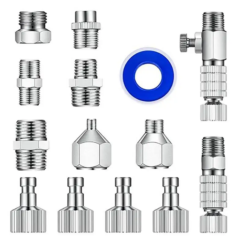 

Air Hose Adapter Heavy Duty Disconnect Adapter Kit Airbrush Fittings 1/8 Connectors Quick Release Copper Connector Set