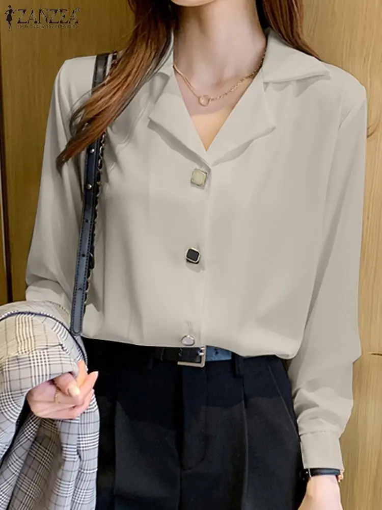 Модная женская рубашка ZANZEA с длинным рукавом, Весенняя однотонная белая блузка с отложным воротником, элегантные офисные Блузы на пуговица...
Модная женская рубашка ZANZEA с длинным рукавом, Весенняя однотонная белая блузка с отложным воротником, элегантные офисные Блузы на пуговица...