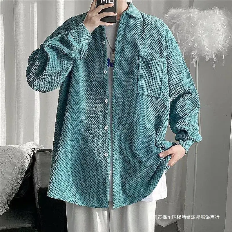 Plus Size M-3XL Corduroy Shirts Male's Harajuku Pineapple Cubes Shirts Korean Style Men's Shirts Long Sleeve Streetwear Fashions
Plus Size M-3XL Corduroy Shirts Male's Harajuku Pineapple Cubes Shirts Korean Style Men's Shirts Long Sleeve Streetwear Fashions