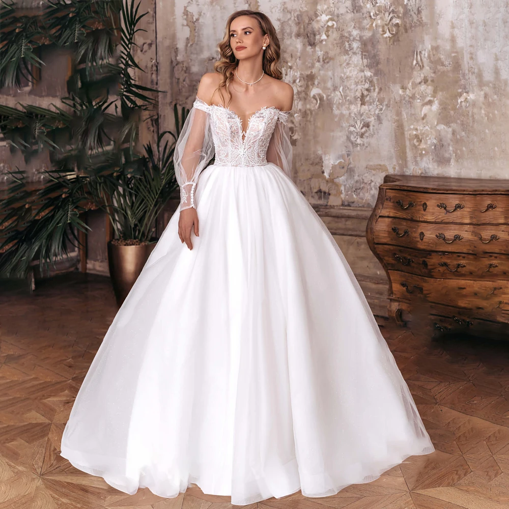 

Furtanseo Classic Wedding Dress 2023 2 In 1 Puff Sleeve Court Train Princess Sweetheart A-Line Bride Gown Vestido De Novia
