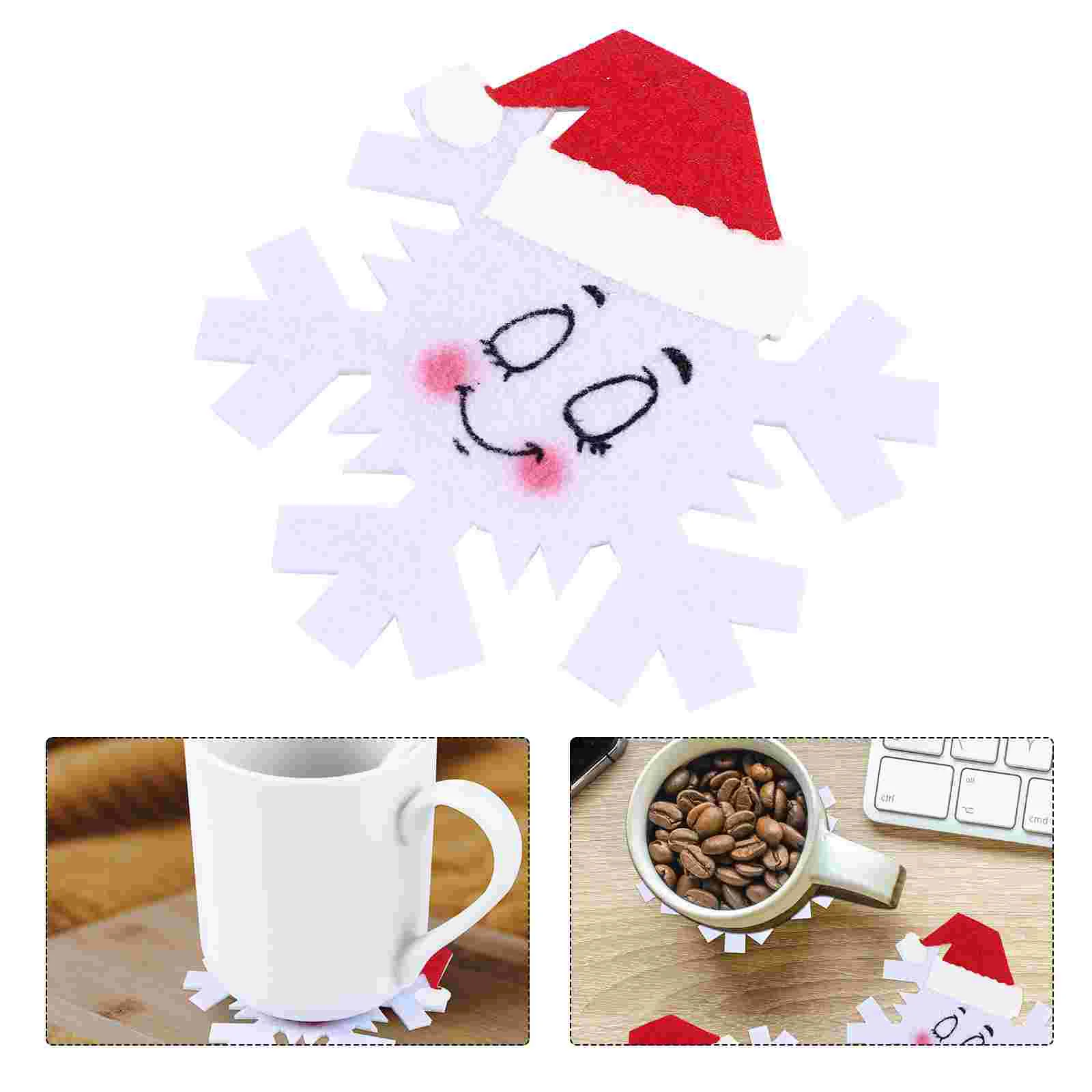 

Christmas Coasters Coaster Cup Mat Drinks Cups Mugs Felt Decorative Resistant Heat Decoration Holiday Snowflake Holder Home