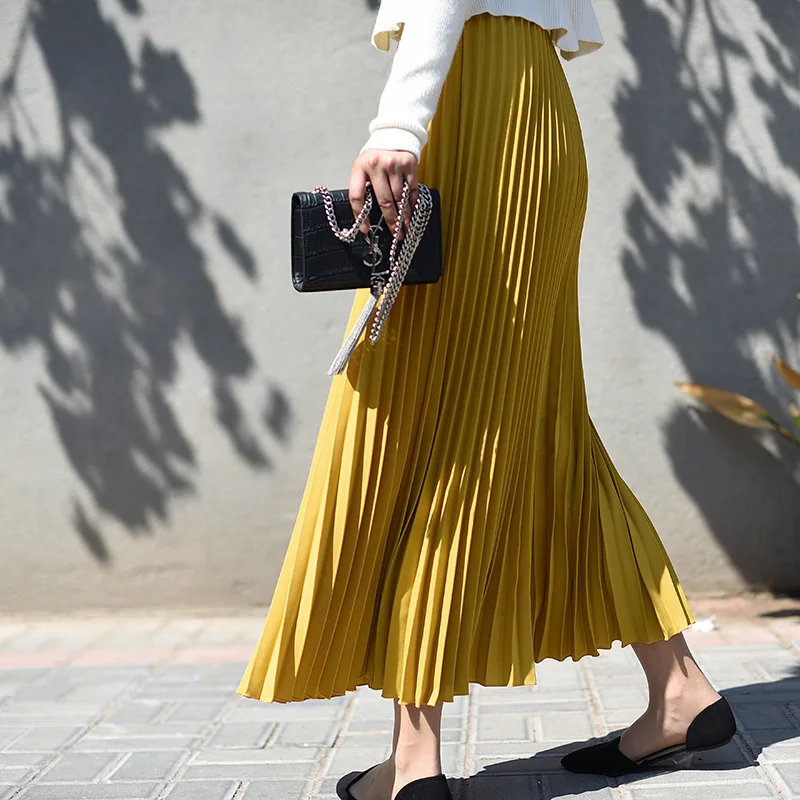 Womens Vintage Pleated Midi Long Skirt Female Korean Casual High Waist Chiffon Skirts 2022 Autumn
Womens Vintage Pleated Midi Long Skirt Female Korean Casual High Waist Chiffon Skirts 2022 Autumn