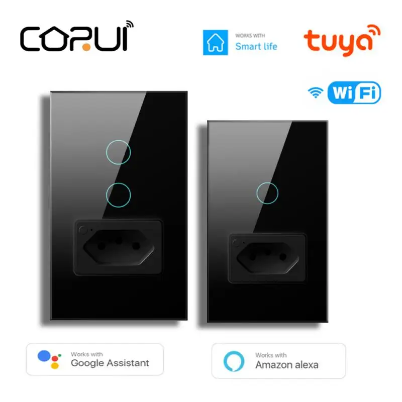 CORUI WIFI Tuya Smart Brazil Wall Switch With Socket 1/2gang Light Switch 20A Plug Outlet Support Alexa Google Home Smart Life
CORUI WIFI Tuya Smart Brazil Wall Switch With Socket 1/2gang Light Switch 20A Plug Outlet Support Alexa Google Home Smart Life