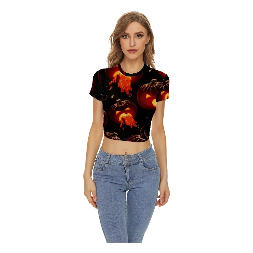 Women's Summer Skinny Top T-shirt Navel Slim Short Sleeve Round Neck Halloween Printing Casual Fashion T-shirt Ladies
Women's Summer Skinny Top T-shirt Navel Slim Short Sleeve Round Neck Halloween Printing Casual Fashion T-shirt Ladies