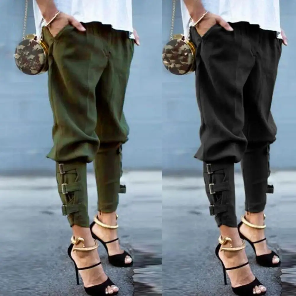 Long Pants Trousers Buckle Casual Women Loose Solid Color Straps Harem Pocket Harem Pocket
Long Pants Trousers Buckle Casual Women Loose Solid Color Straps Harem Pocket Harem Pocket