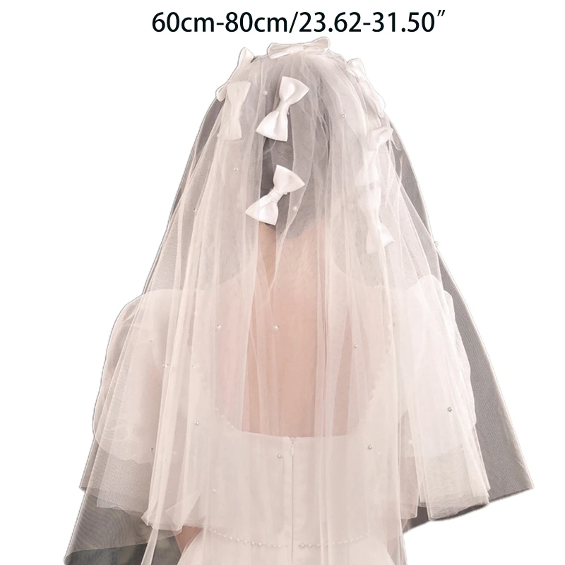 Bridal Veil Tulle Headwear Multi-Layer Cut Edge Beads & Bowknots Decoration Illusion Short Veils for Bride & Bridesmaid
Bridal Veil Tulle Headwear Multi-Layer Cut Edge Beads & Bowknots Decoration Illusion Short Veils for Bride & Bridesmaid