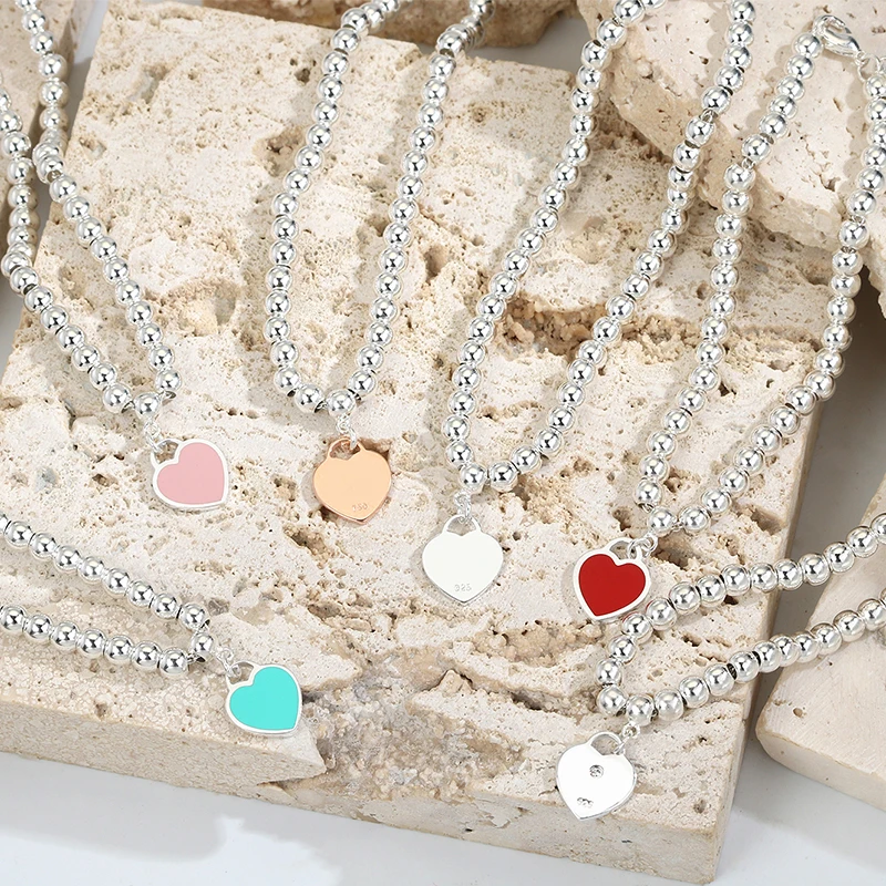 New in bracelet heart-shaped enamel bracelets ball chain S925 sterling silver classic high-quality jewelry gift for girlfriend
New in bracelet heart-shaped enamel bracelets ball chain S925 sterling silver classic high-quality jewelry gift for girlfriend