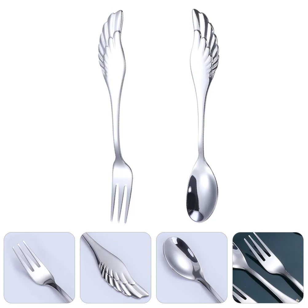 

Spoon Set Fork Stainless Steel Spoons Metal Flatware Dessert Cutlery Forks Coffee Utensils Ice Tea Eating Silverware Tableware