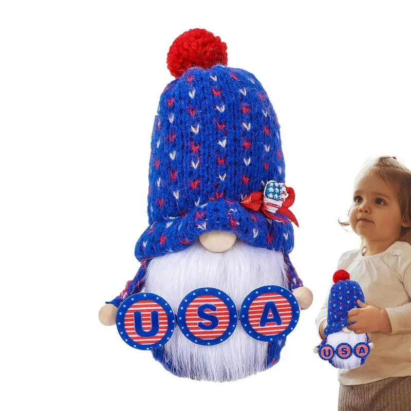 Патриотические гномы звезды и полосы Декор без лица карликовая плюшевая кукла патриотическая фотография 4 июля многоярусный поднос