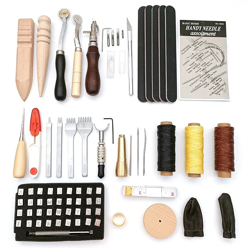 82 Pcs Leather Working Tools Set With Groover Awl Waxed Thread Thimble Kit For Stitching Punching Sewing Leather Craft
82 Pcs Leather Working Tools Set With Groover Awl Waxed Thread Thimble Kit For Stitching Punching Sewing Leather Craft
