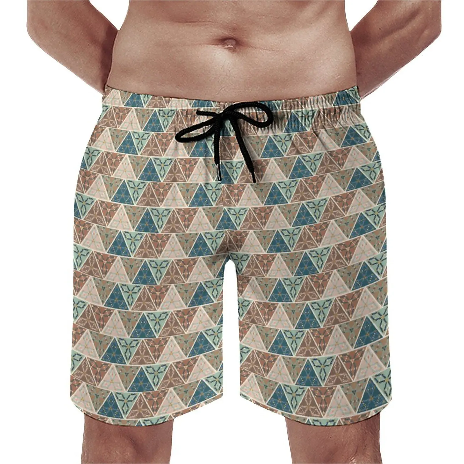 

Summer Board Shorts Geo Print Sports Surf Geometric Print Custom Beach Short Pants Casual Quick Dry Swim Trunks Big Size