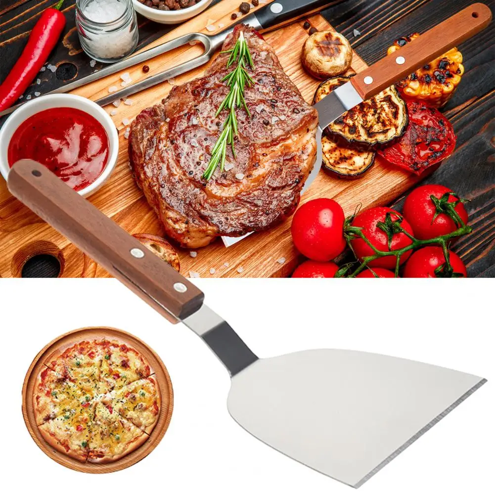 Practical Frying Fish Steak Grilling Spatula Multifunctional Wooden Handle Stainless Steel Pizza Cooking Spatula for Home BBQ
Practical Frying Fish Steak Grilling Spatula Multifunctional Wooden Handle Stainless Steel Pizza Cooking Spatula for Home BBQ